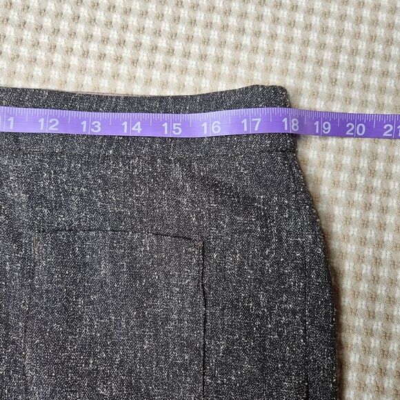 Elevenses Gray Brown Tweed Wide Leg Button Accent Zip Front Dressy Trouser Pants - Picture 11 of 15